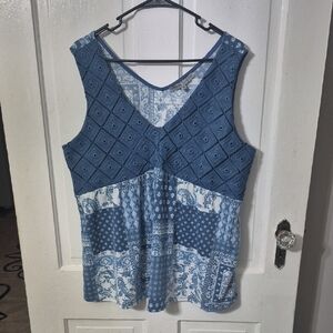 Blue Patterned Women's Top
